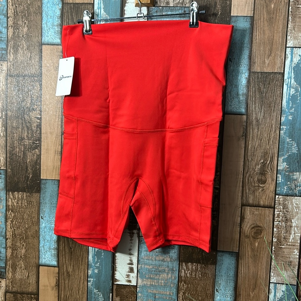 Mazusports large red maternity biker shorts